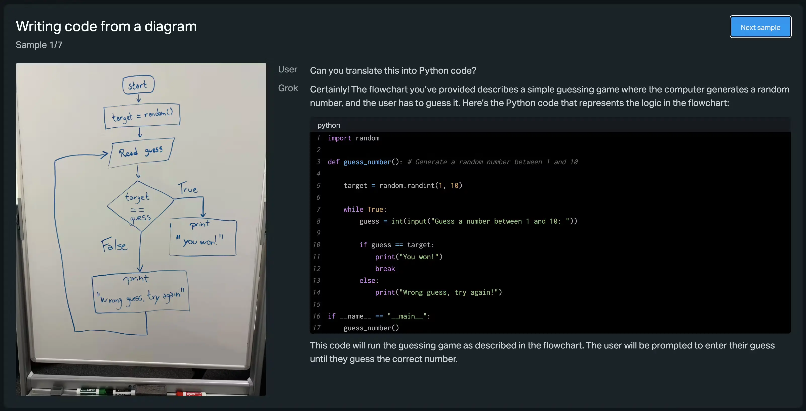 Grok 1.5V writing code (Image by xAI)