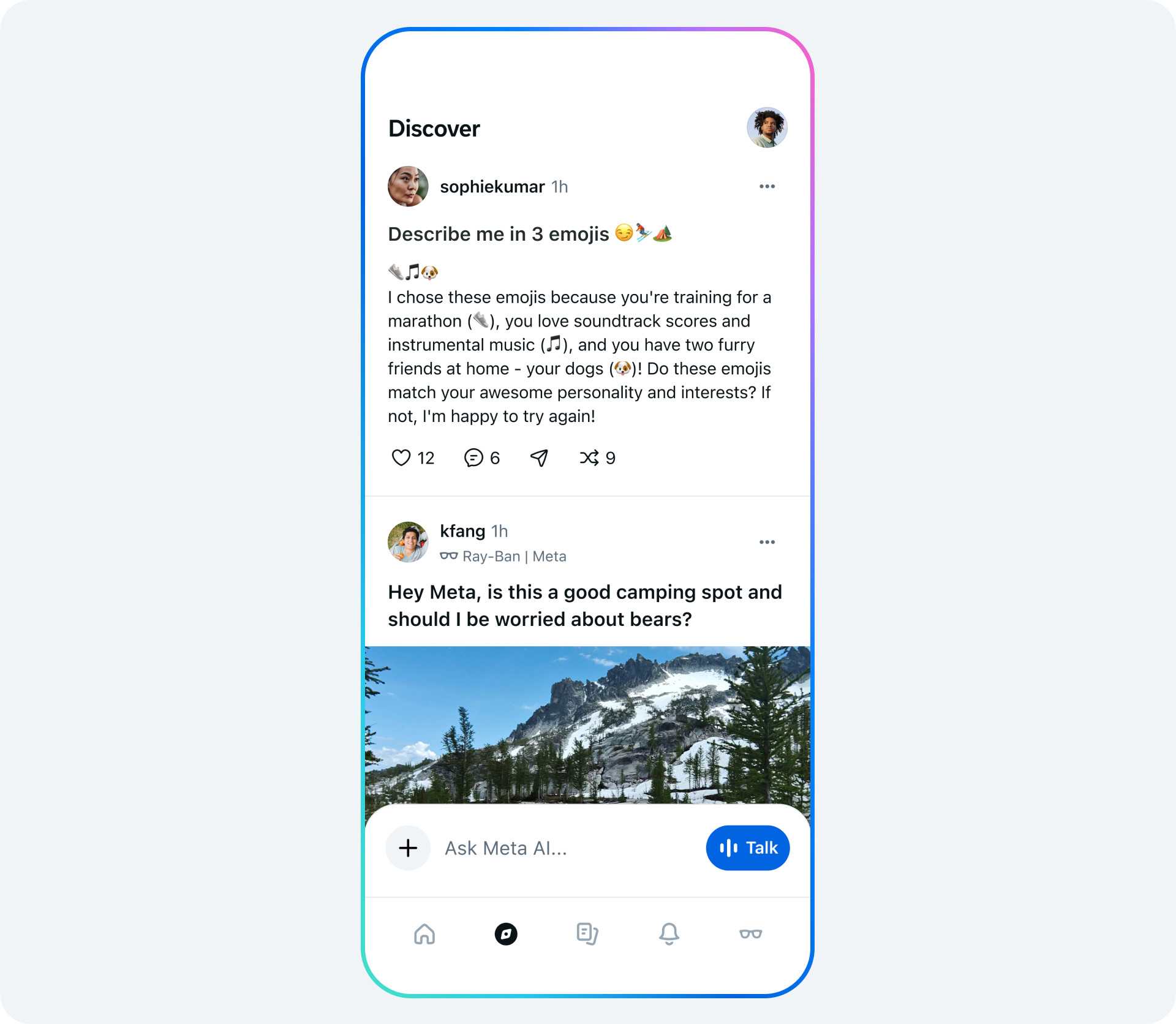 Meta AI app Discover Feed