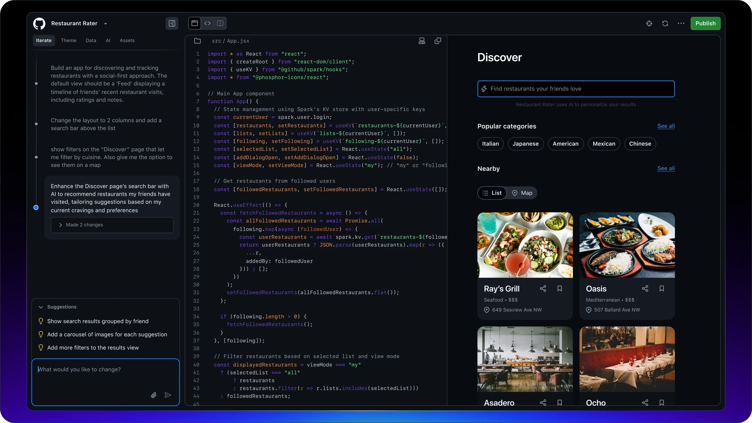 GitHub Spark UI (Image by GitHub)