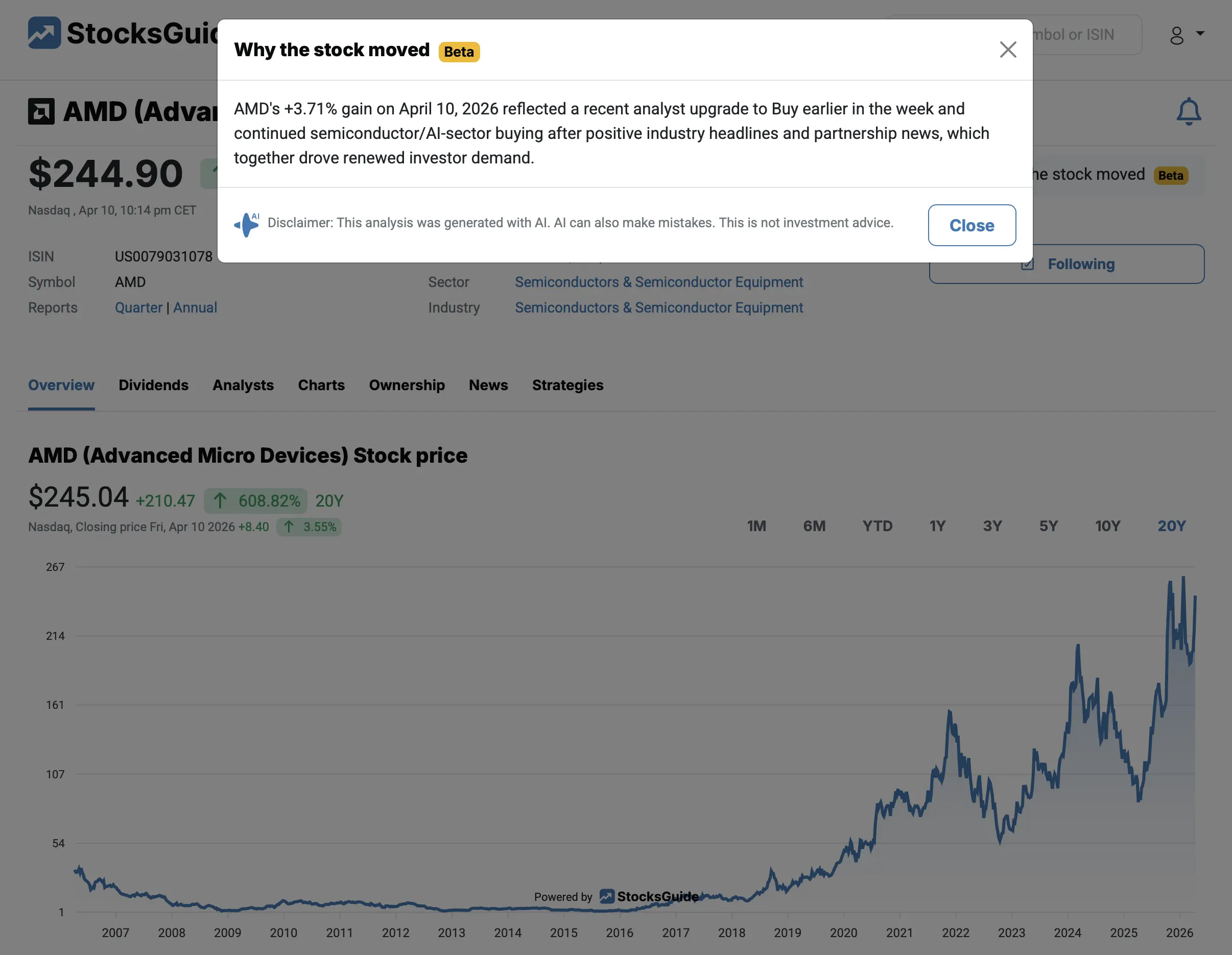 StocksGuide: Price Changes explained with AI